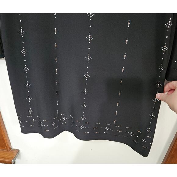 WHBM Womens Cold Shoulder Shift Dress Studded Beads Cocktail Sz Small Mock Neck - Picture 6 of 12